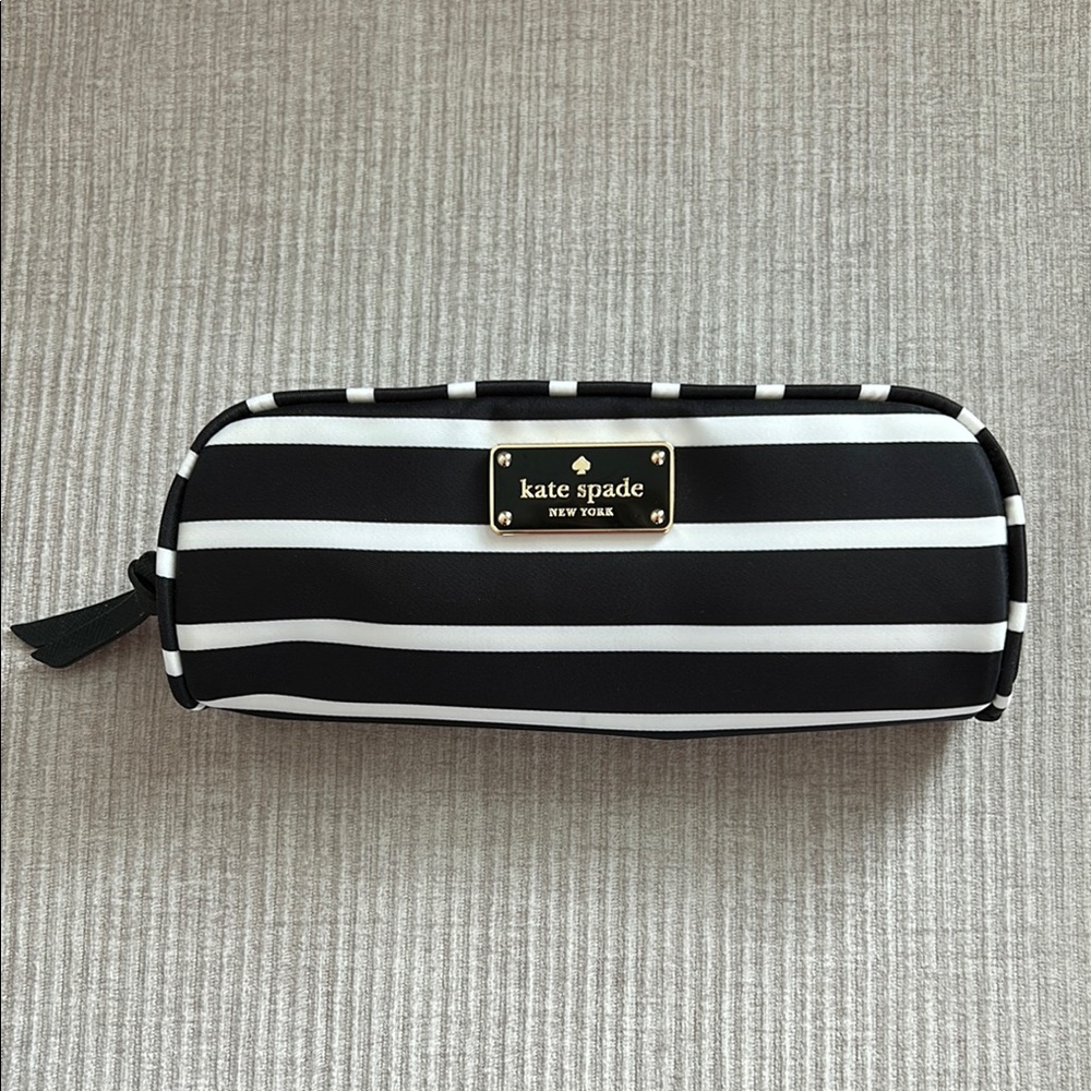 Kate Spade Navy and White Striped Zipper Pouch